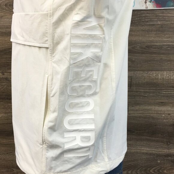 Nike Court Tennis Anorak Jacket White Black Swoosh Mens Size Large